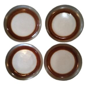Vintage Beauce Pottery Yukon Dinner Plates Set of 4 Brown Tan Canada